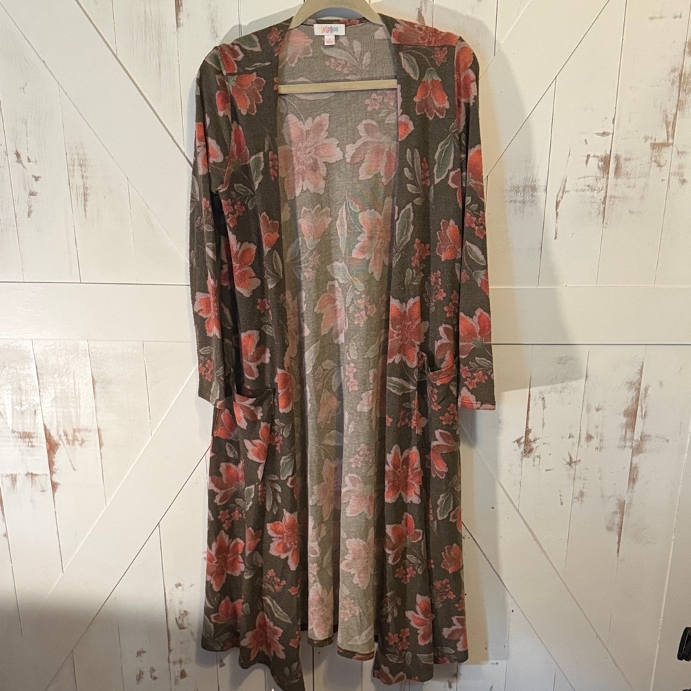 LuLaRoe Floral “Sarah” Duster Super Soft Knit Cardigan - Picture 1 of 7